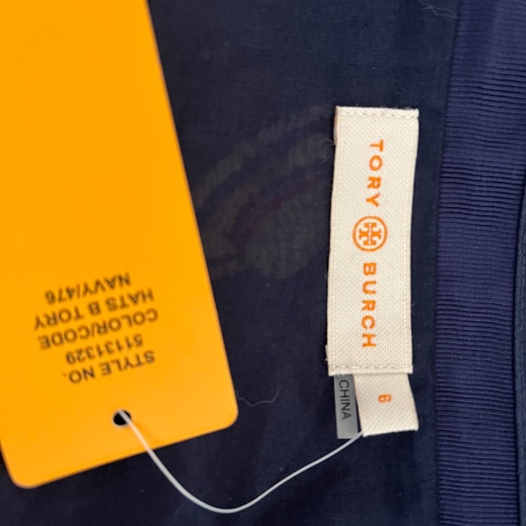 Tory Burch RARE Resortwear Straw Hats African print Cotton Navy Mini Skirt 6 - Picture 9 of 11